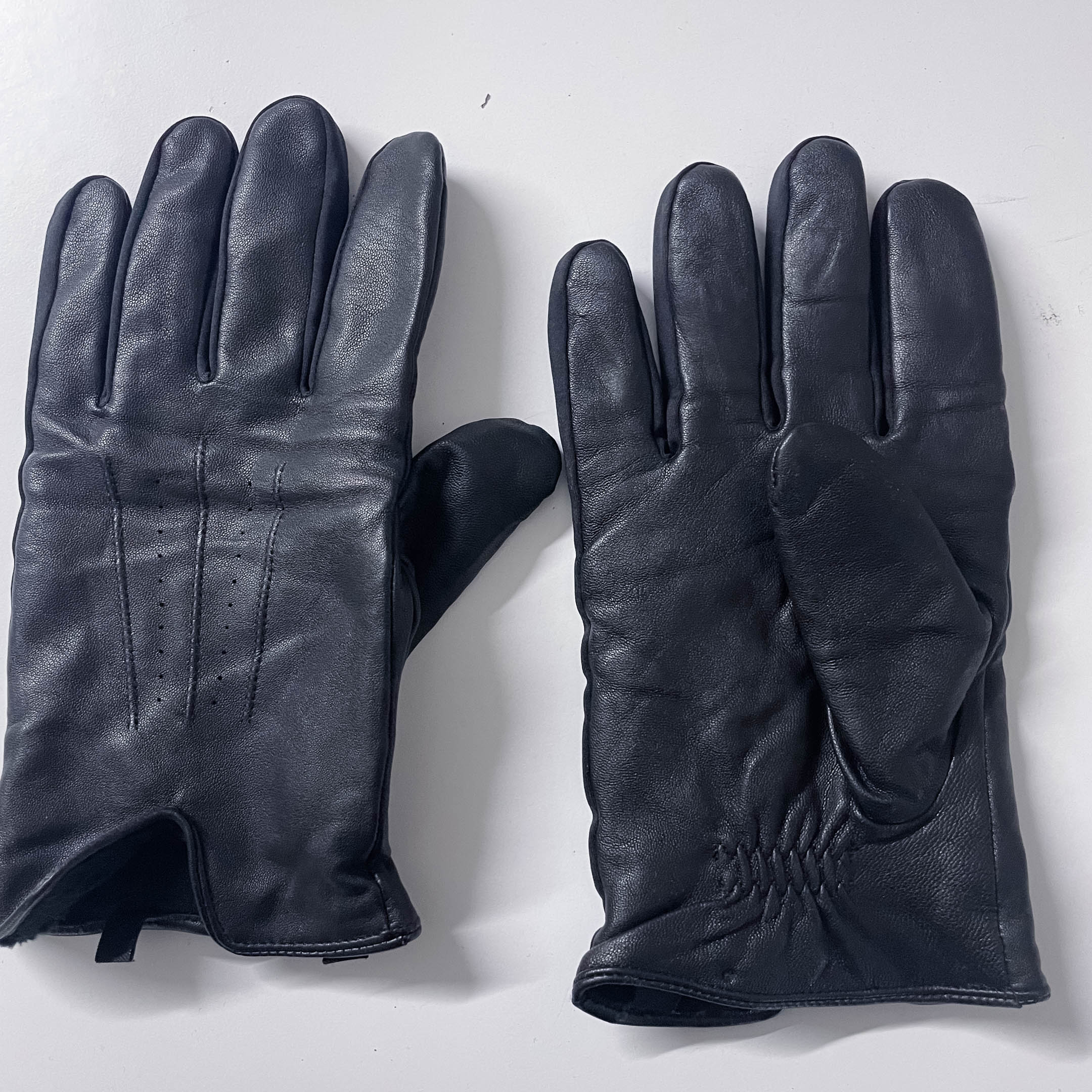 Vintage Classic Black Leather winter gloves