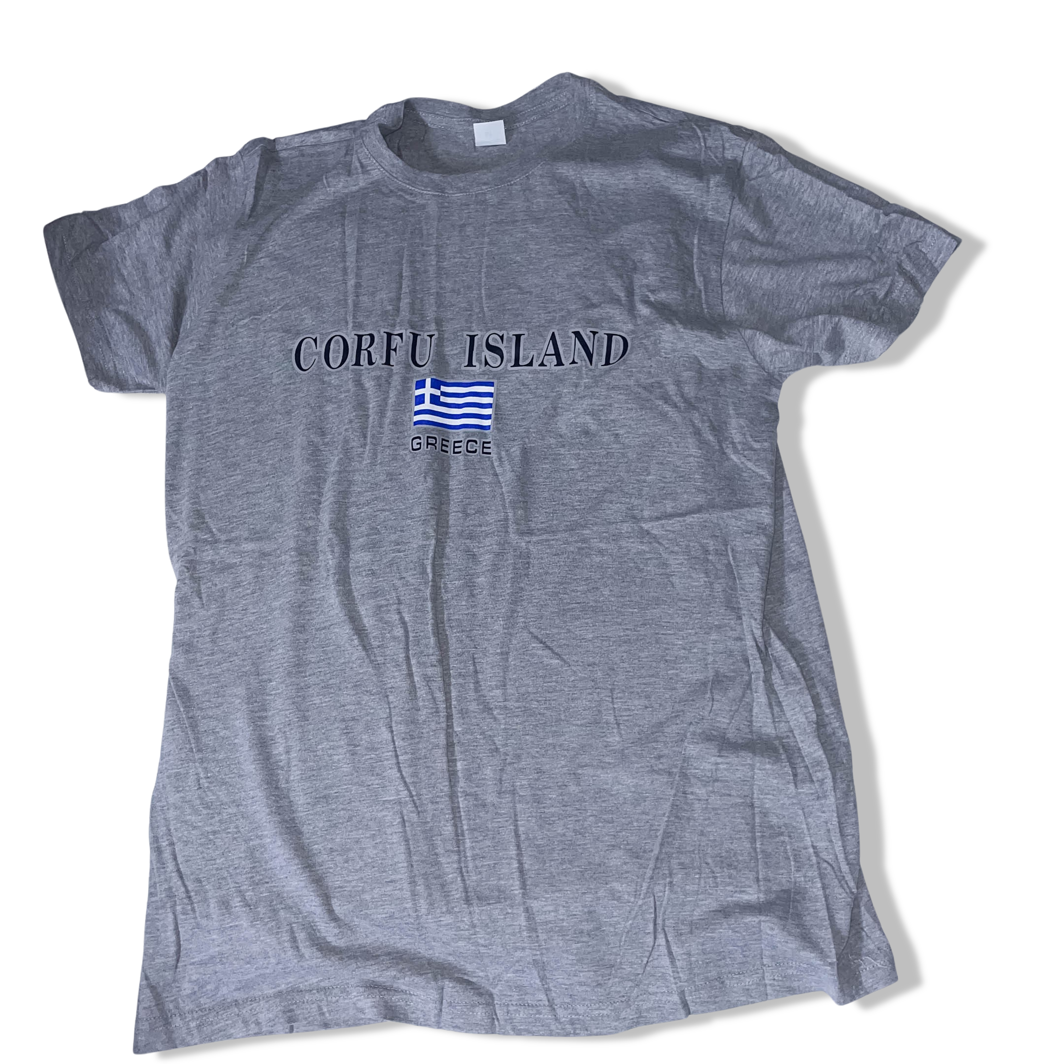 Vintage grey Corfu Island Greece graphics medium tees