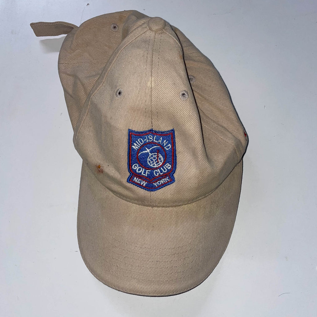 Vintage Mid island golf club Garyline cream baseball hat