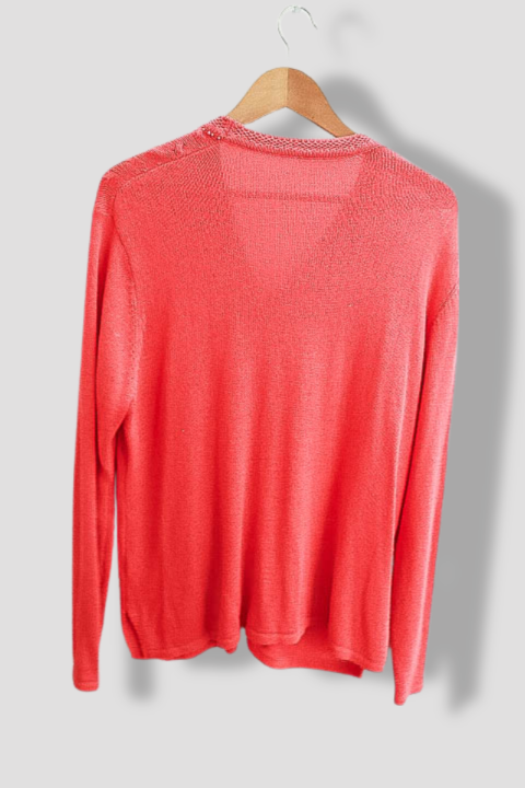 Vintage womens winter cable knit v-neck red sweater M