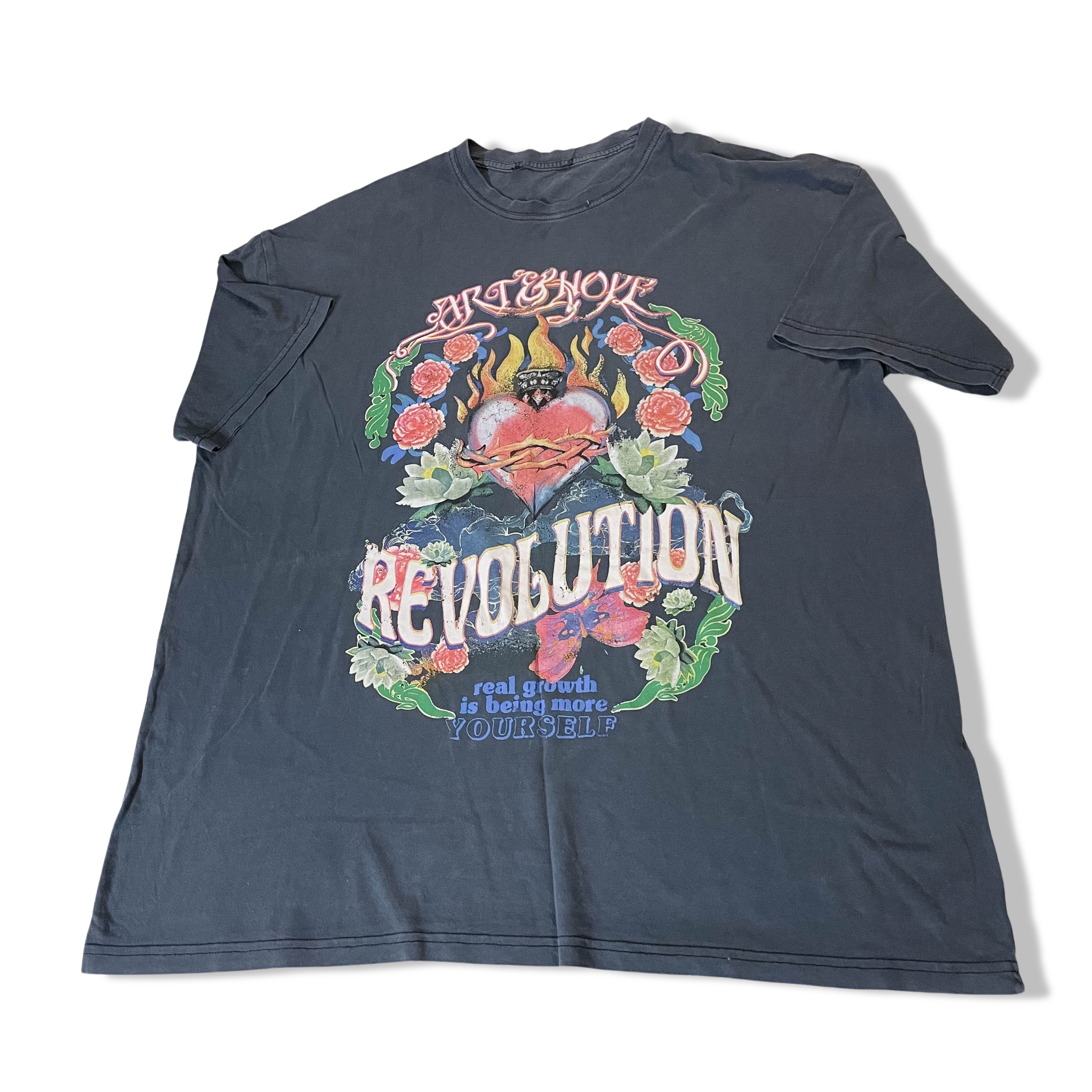 Vintage art & hope revolution graphics medium grey tees