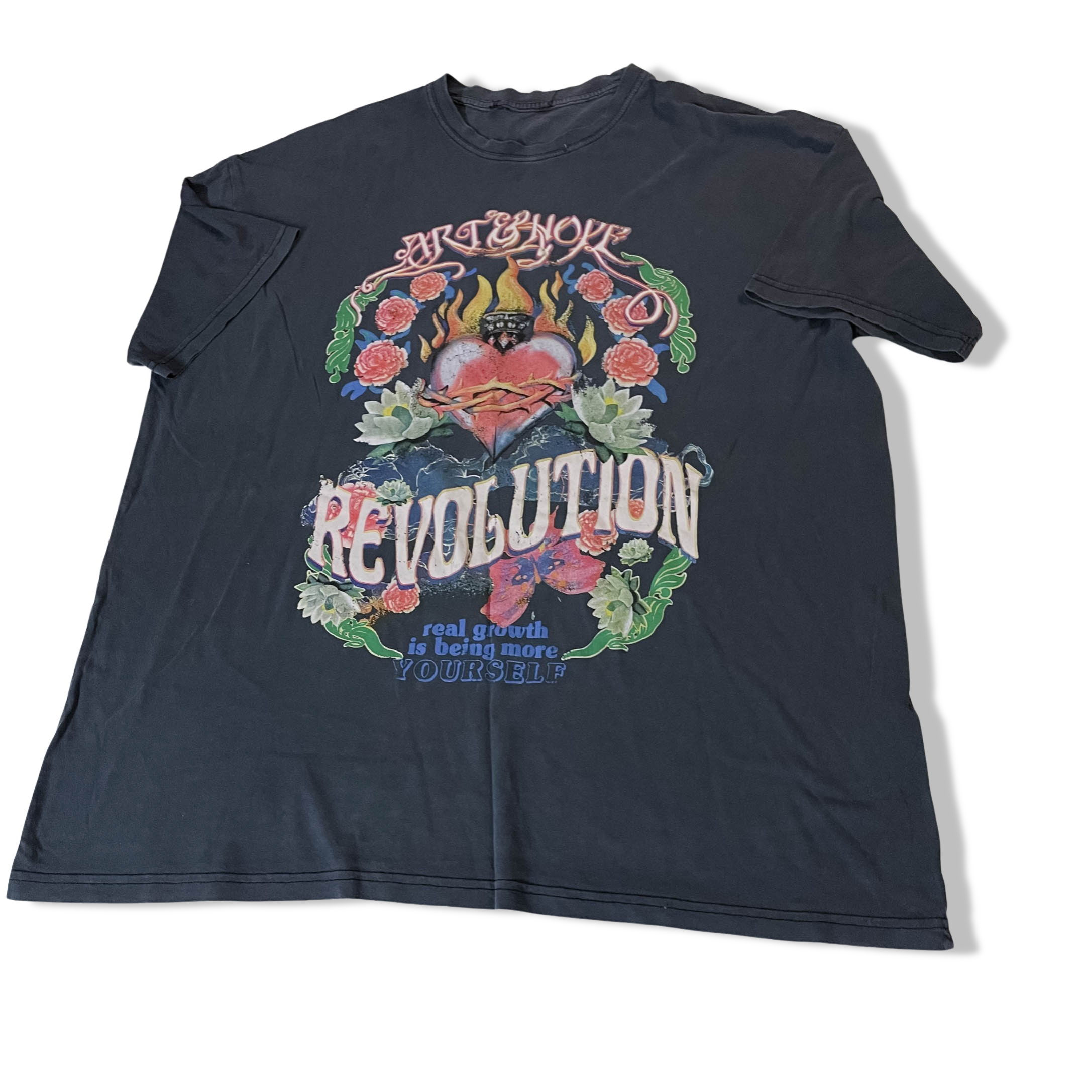 Vintage art & hope revolution graphics medium grey tees