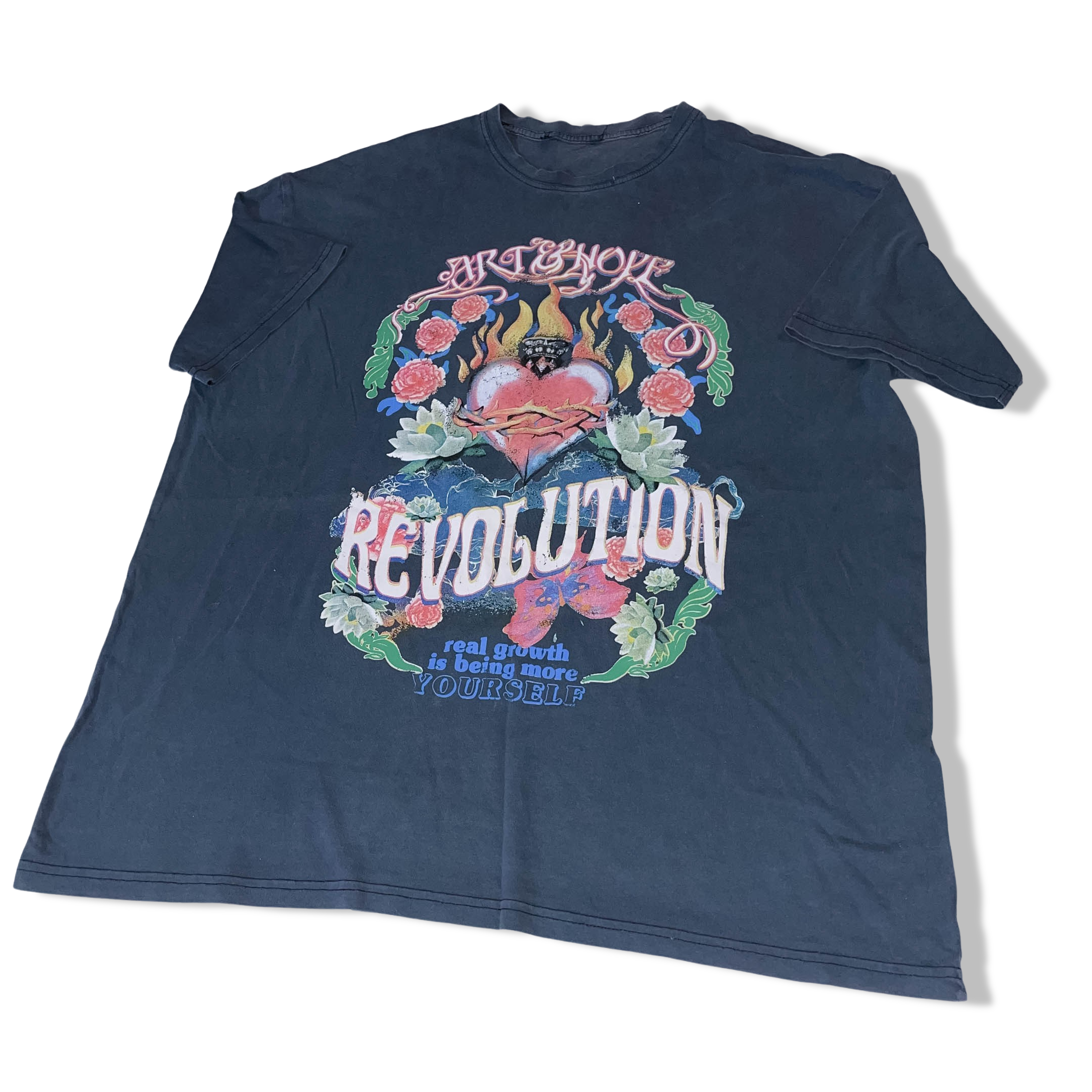 Vintage art & hope revolution graphics medium grey tees