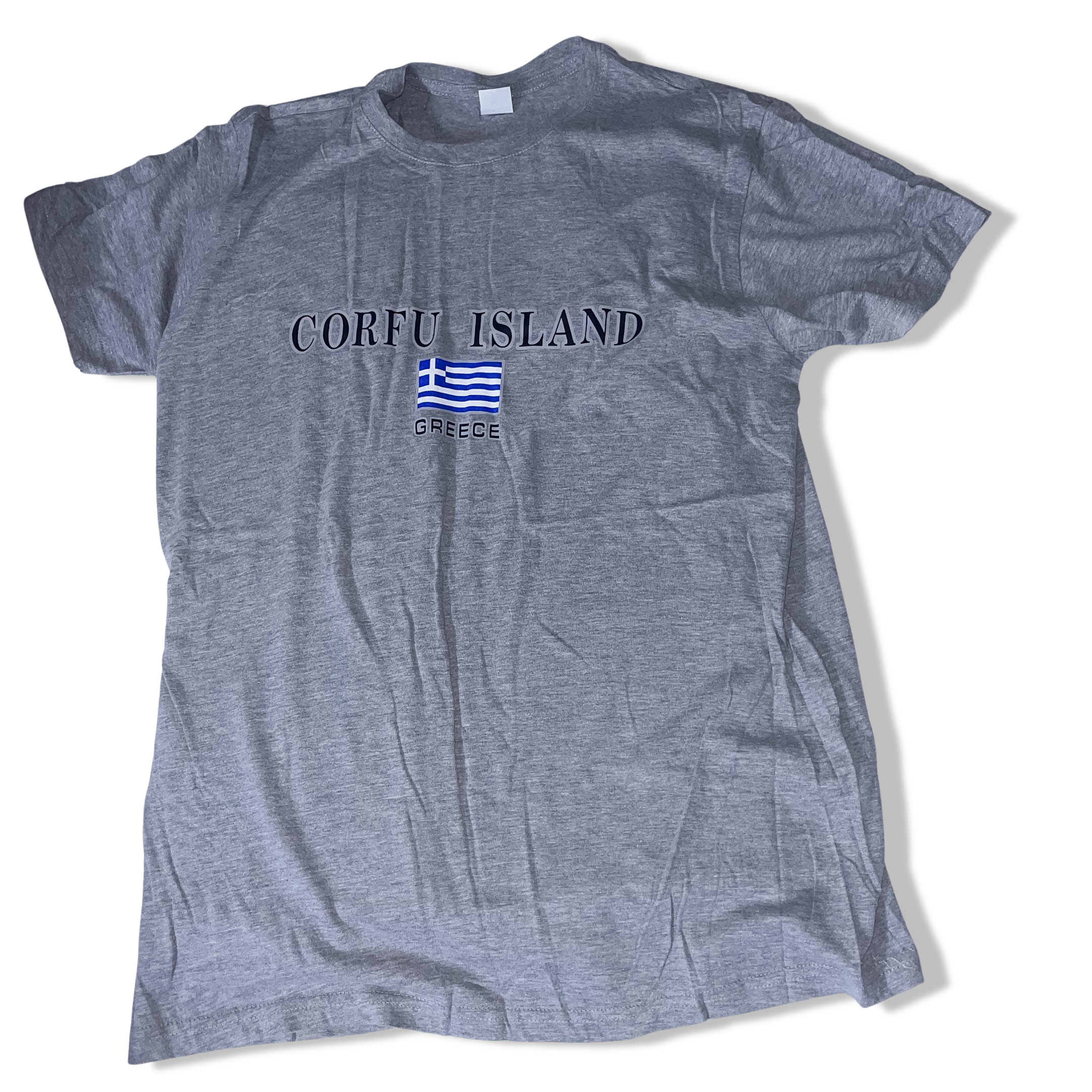 Vintage grey Corfu Island Greece graphics medium tees