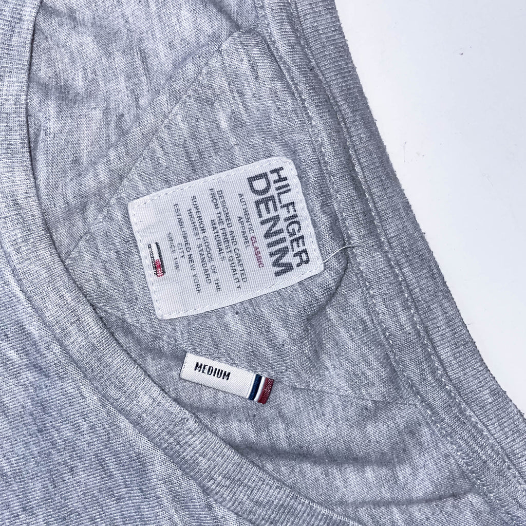 Vintage Tommy Hilfiger denim graphics grey women's tees in M | Grey | SKU 3653