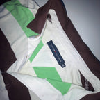 Vintage Tommy Hilfiger Cream Multistripe medium regular fit long sleeve polo shirt