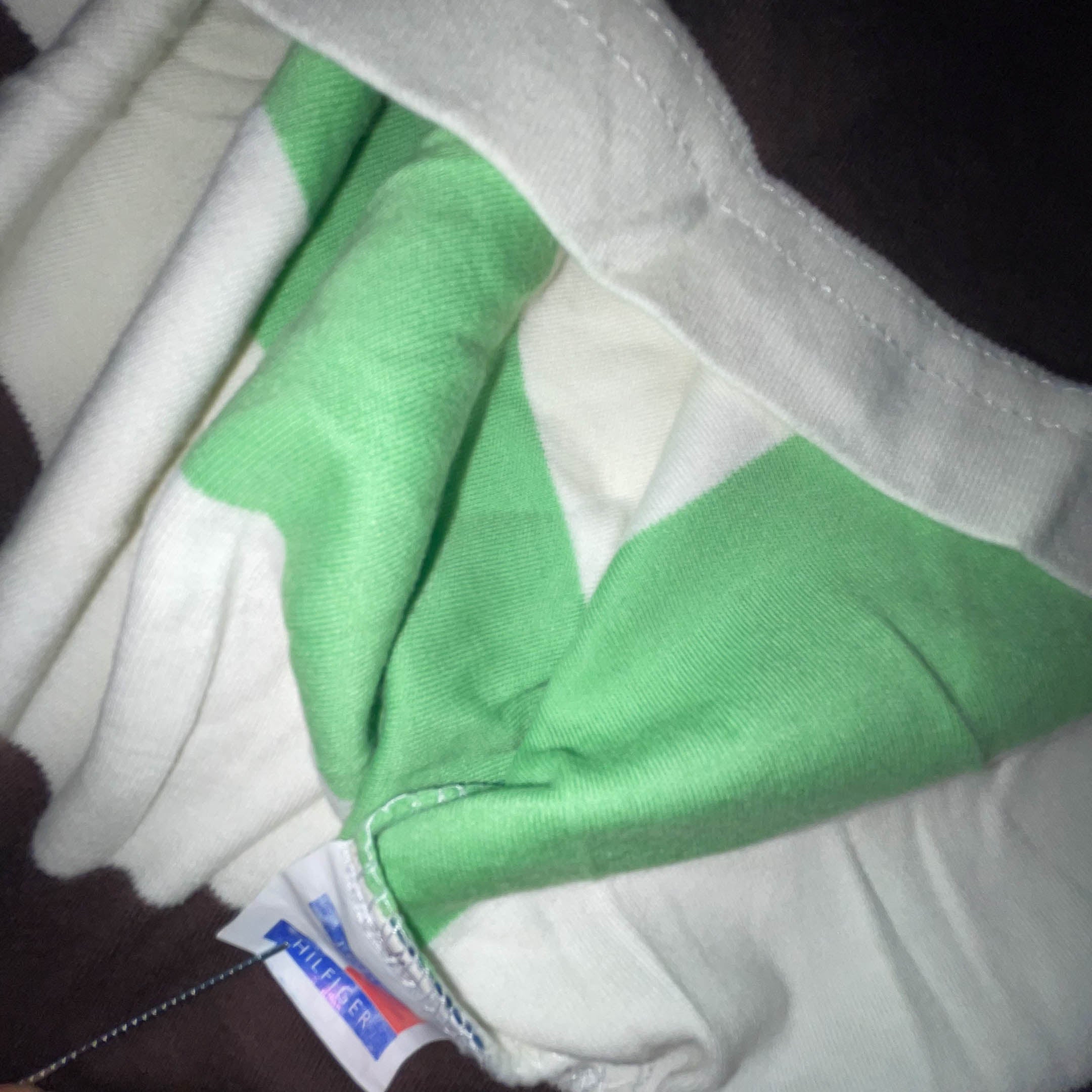 Vintage Tommy Hilfiger Cream Multistripe medium regular fit long sleeve polo shirt