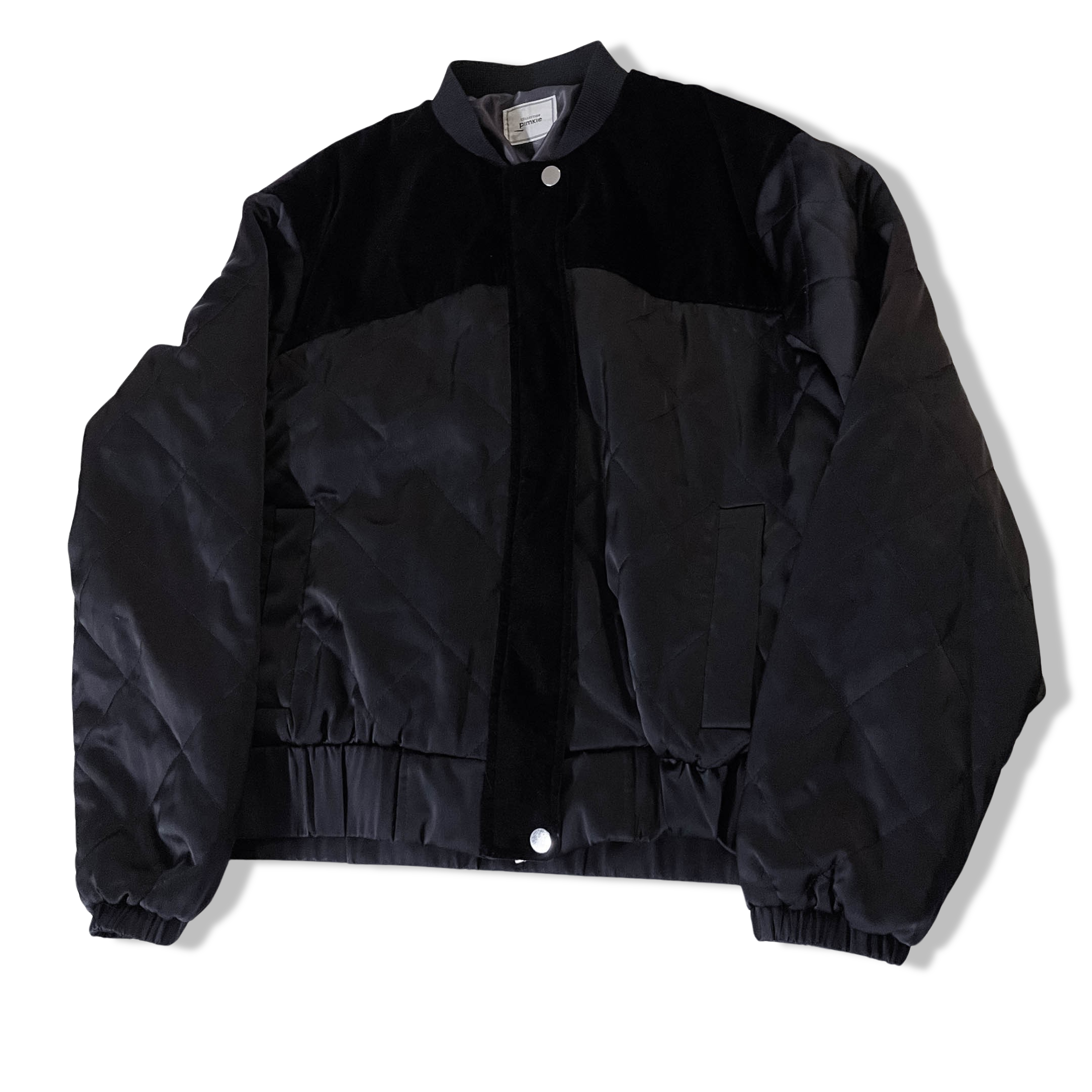 Vintage Y2k Pimkie women's velour black full zip bomber jacket in M | SKU 3654