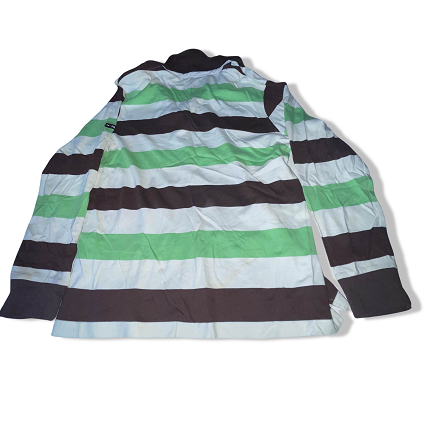 Vintage Tommy Hilfiger Cream Multistripe medium regular fit long sleeve polo shirt