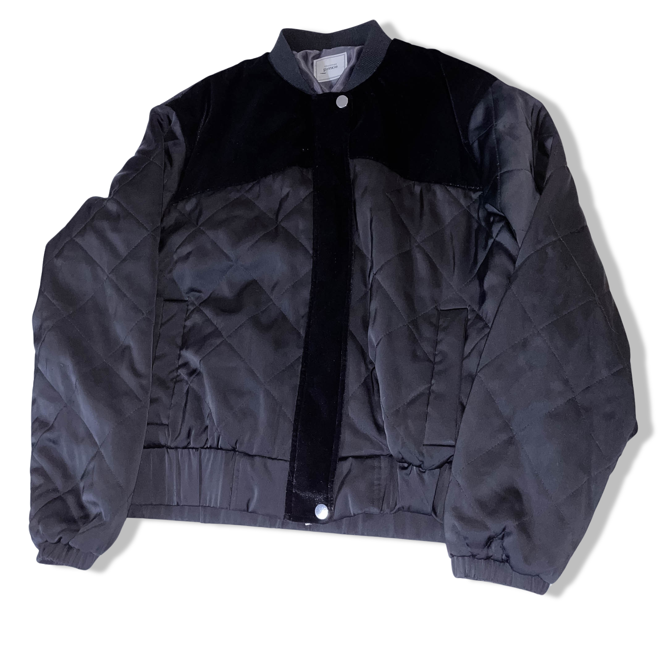 Vintage Y2k Pimkie women's velour black full zip bomber jacket in M | SKU 3654