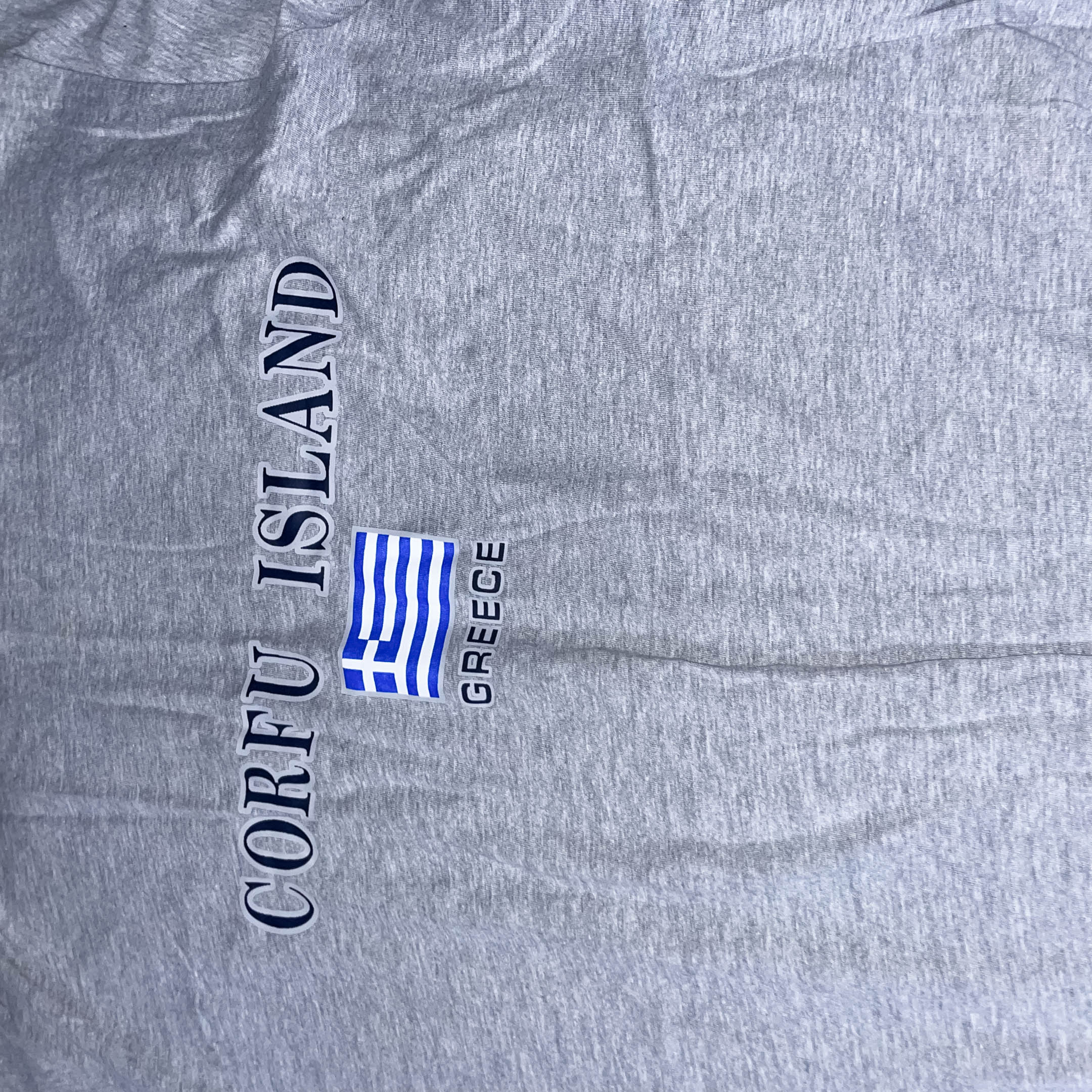 Vintage grey Corfu Island Greece graphics medium tees