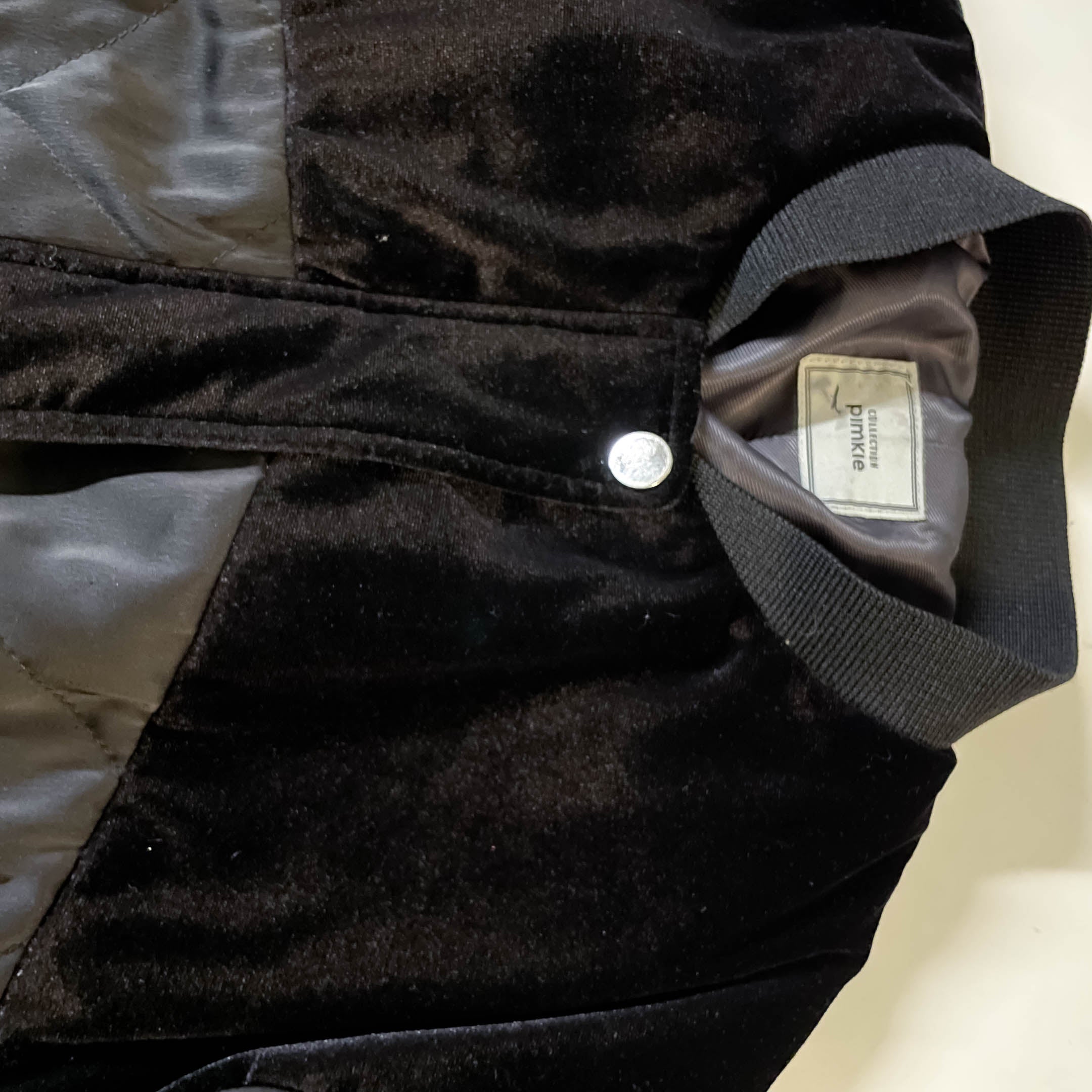 Vintage Y2k Pimkie women's velour black full zip bomber jacket in M | SKU 3654