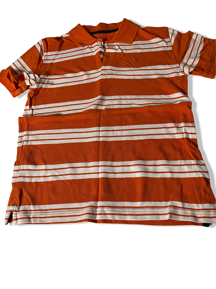 Vintage Tommy Hilfiger womens orange stripe medium polo shirt