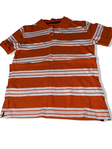 Vintage Tommy Hilfiger womens orange stripe medium polo shirt