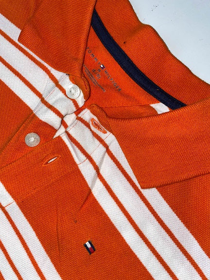 Vintage Tommy Hilfiger womens orange stripe medium polo shirt
