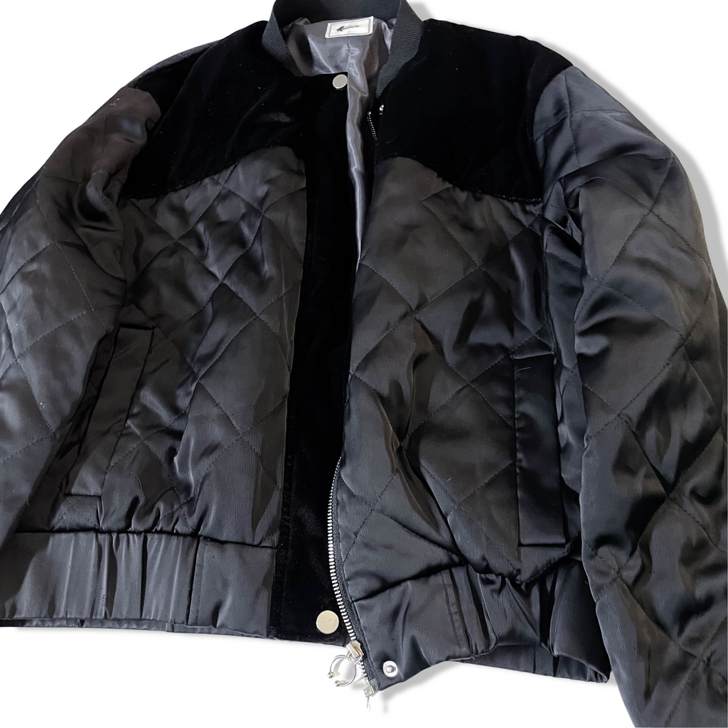 Vintage Y2k Pimkie women's velour black full zip bomber jacket in M | SKU 3654