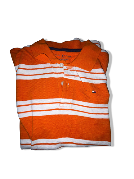 Vintage Tommy Hilfiger womens orange stripe medium polo shirt