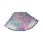 Vintage womens winter faux fur rainbow bucket hat