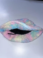 Vintage womens winter faux fur rainbow bucket hat