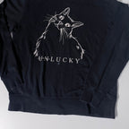 Vintage Earth Positive Cat Unlucky graphics large black sweathsirt