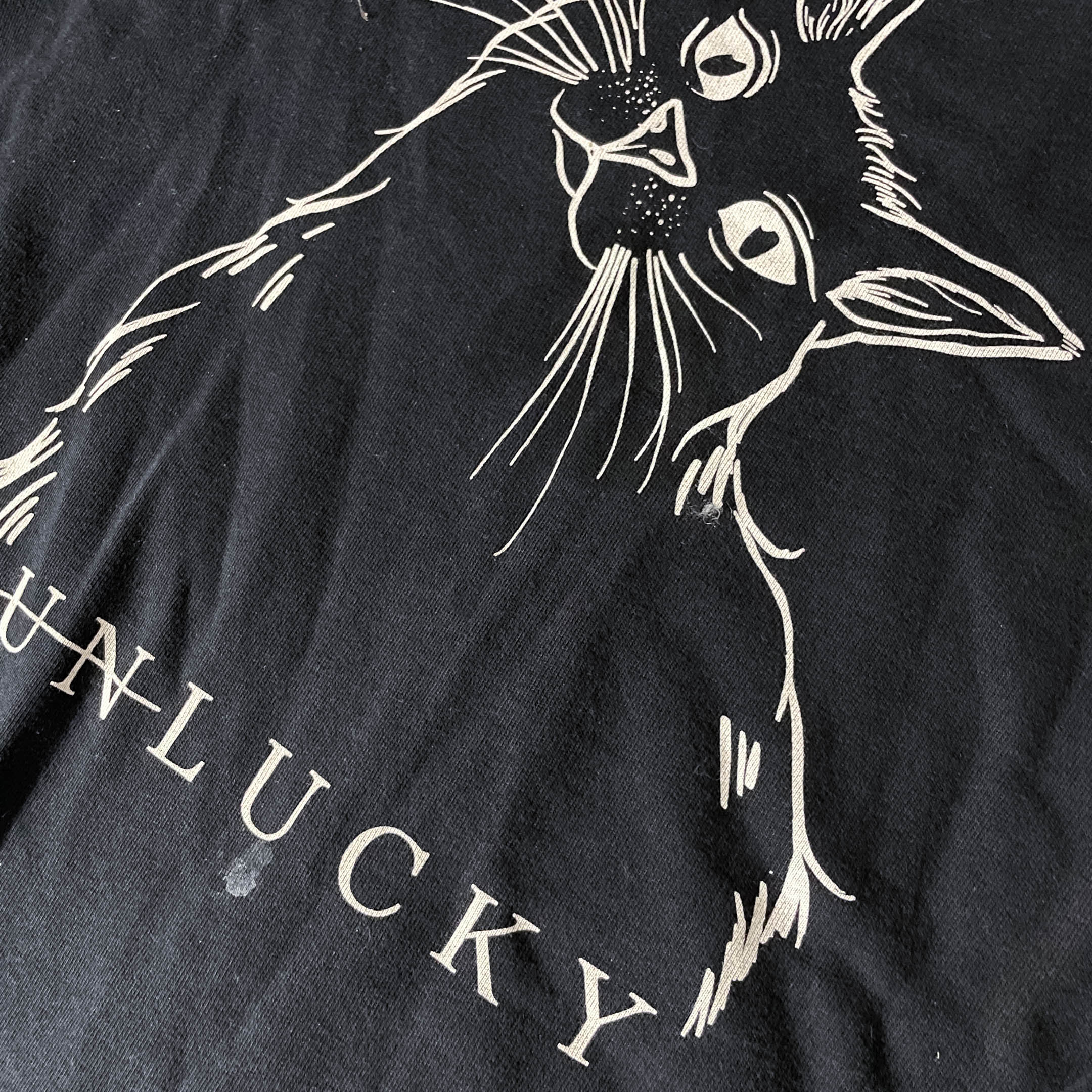 Vintage Earth Positive Cat Unlucky graphics large black sweathsirt