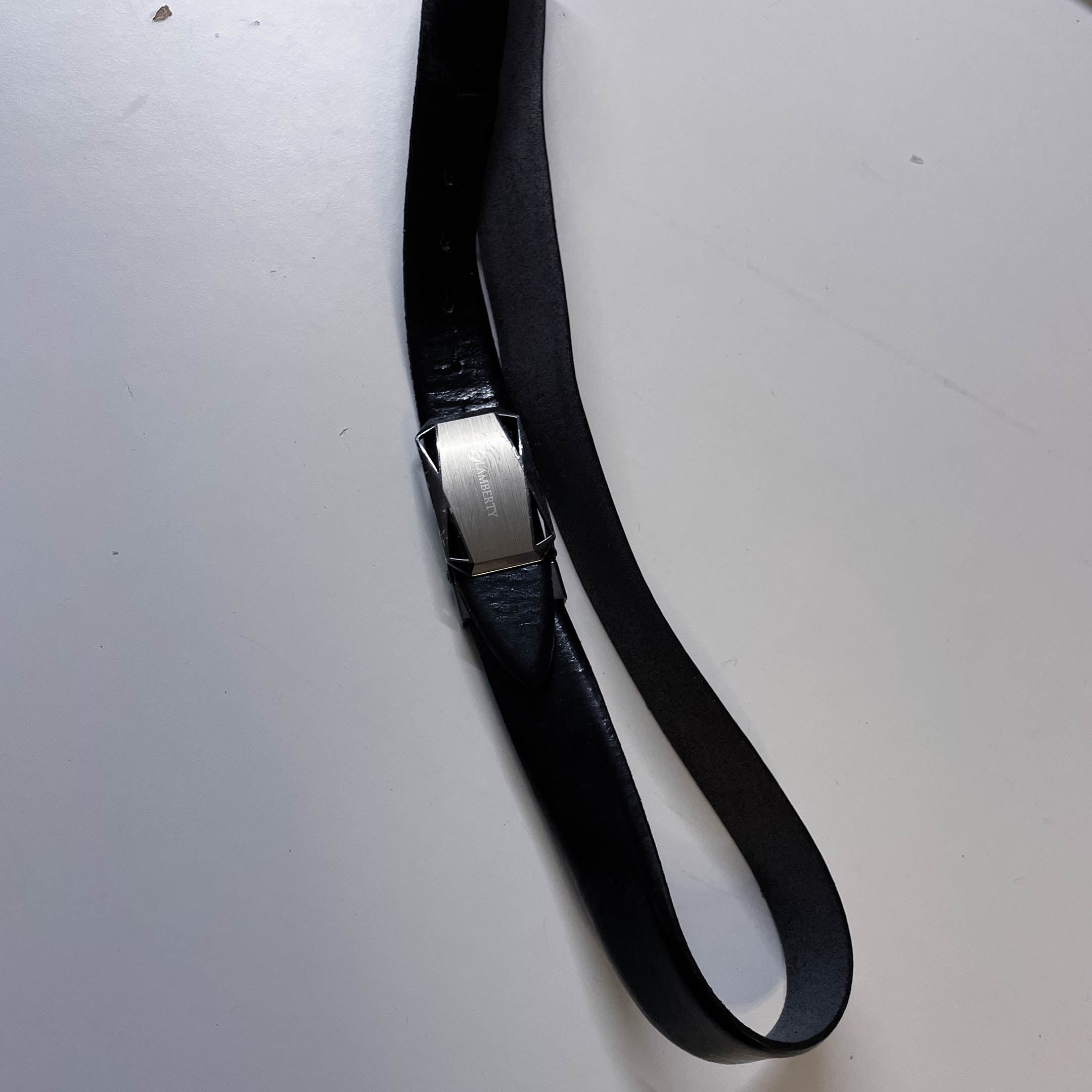 Vintage mens black Lamberty leather buckle belt L 40
