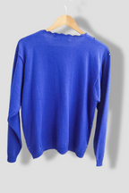 Vintage Lady Laura Studded pattern blue acrylic wool sweatshirt M/L