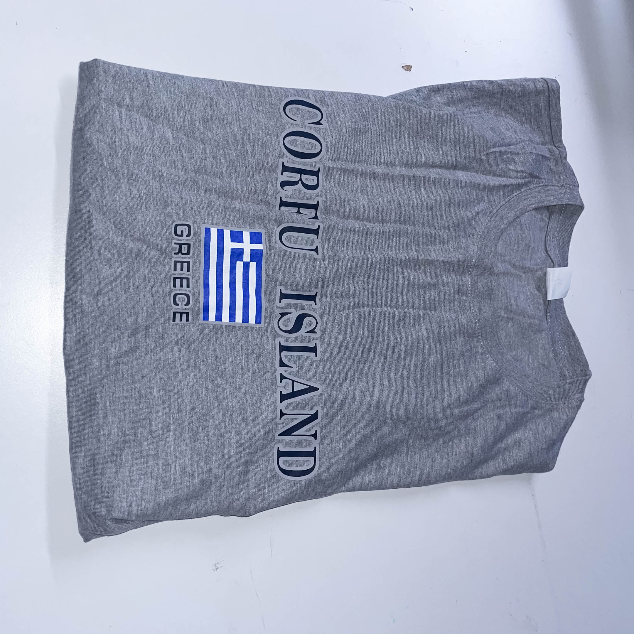 Vintage grey Corfu Island Greece graphics medium tees