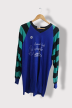 Vintage Graphics Blue Green stripped V-neck long sleeve sweatshirt