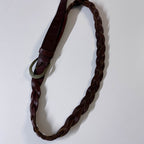 Vintage brown braided real leather buckle belt L 42