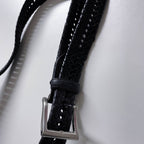 Vintage mens black leather plaited buckle belt L 41 | SKU 3660