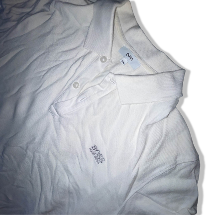Vintage White Hugo boss mens medium long sleeve polo shirt