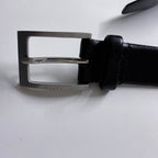 Vintage mens Hugo boss black leather small  buckle belt