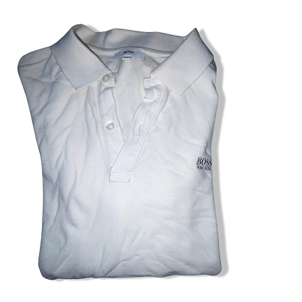 Vintage White Hugo boss mens medium long sleeve polo shirt