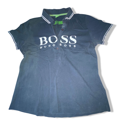 Vintage Hugo boss big print mens medium blue short sleeve polo shirt