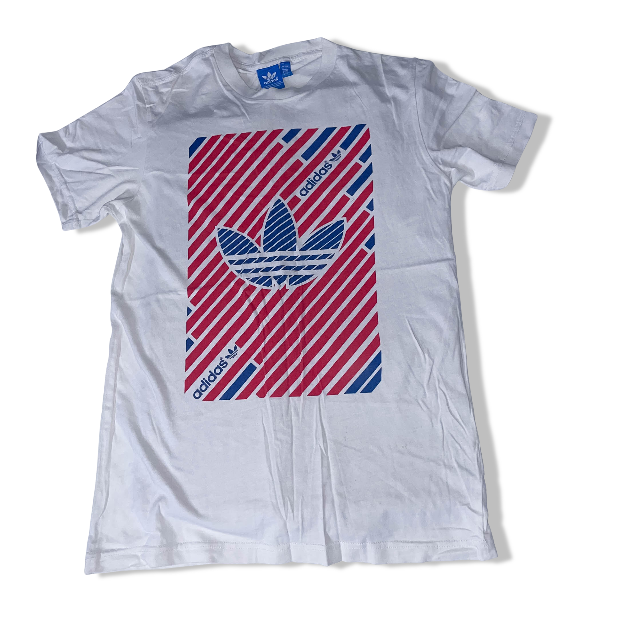 Vintage white Adidas original with stripe trefoil print medium tees