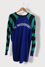 Vintage Graphics Blue Green stripped V-neck long sleeve sweatshirt