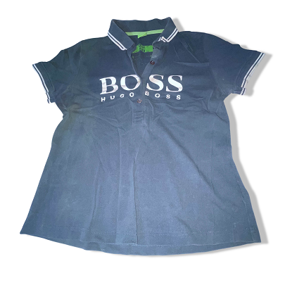 Vintage Hugo boss big print mens medium blue short sleeve polo shirt