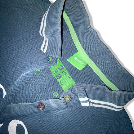 Vintage Hugo boss big print mens medium blue short sleeve polo shirt