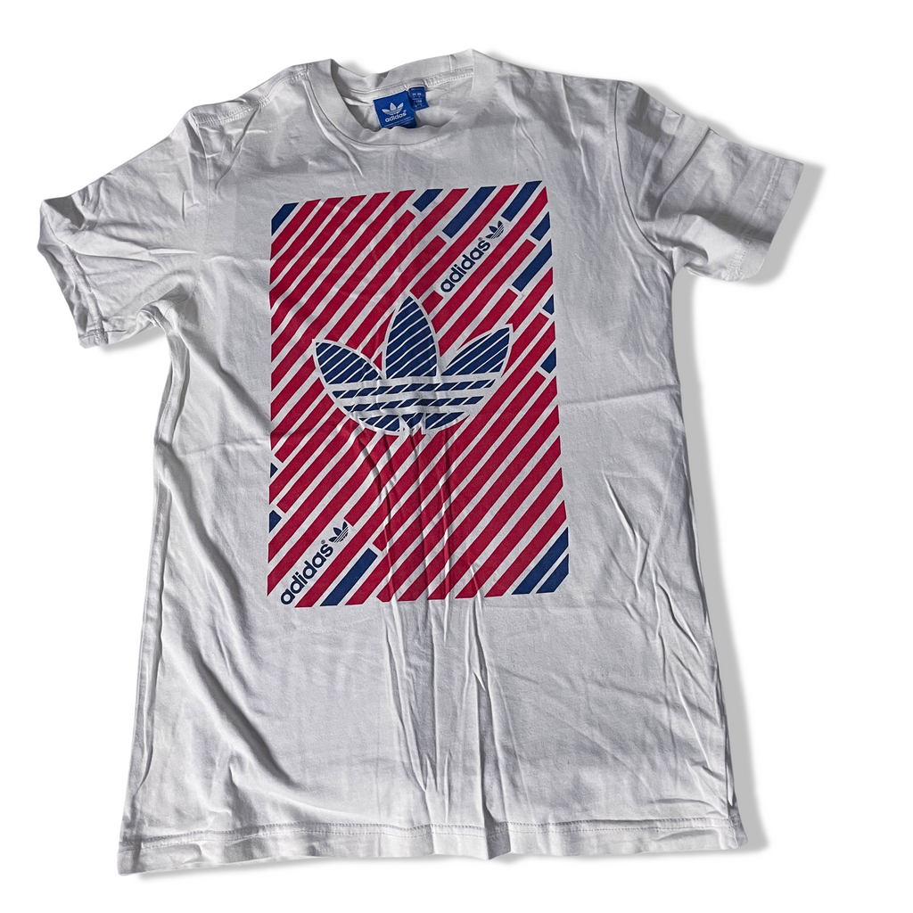 Vintage white Adidas original with stripe trefoil print medium tees