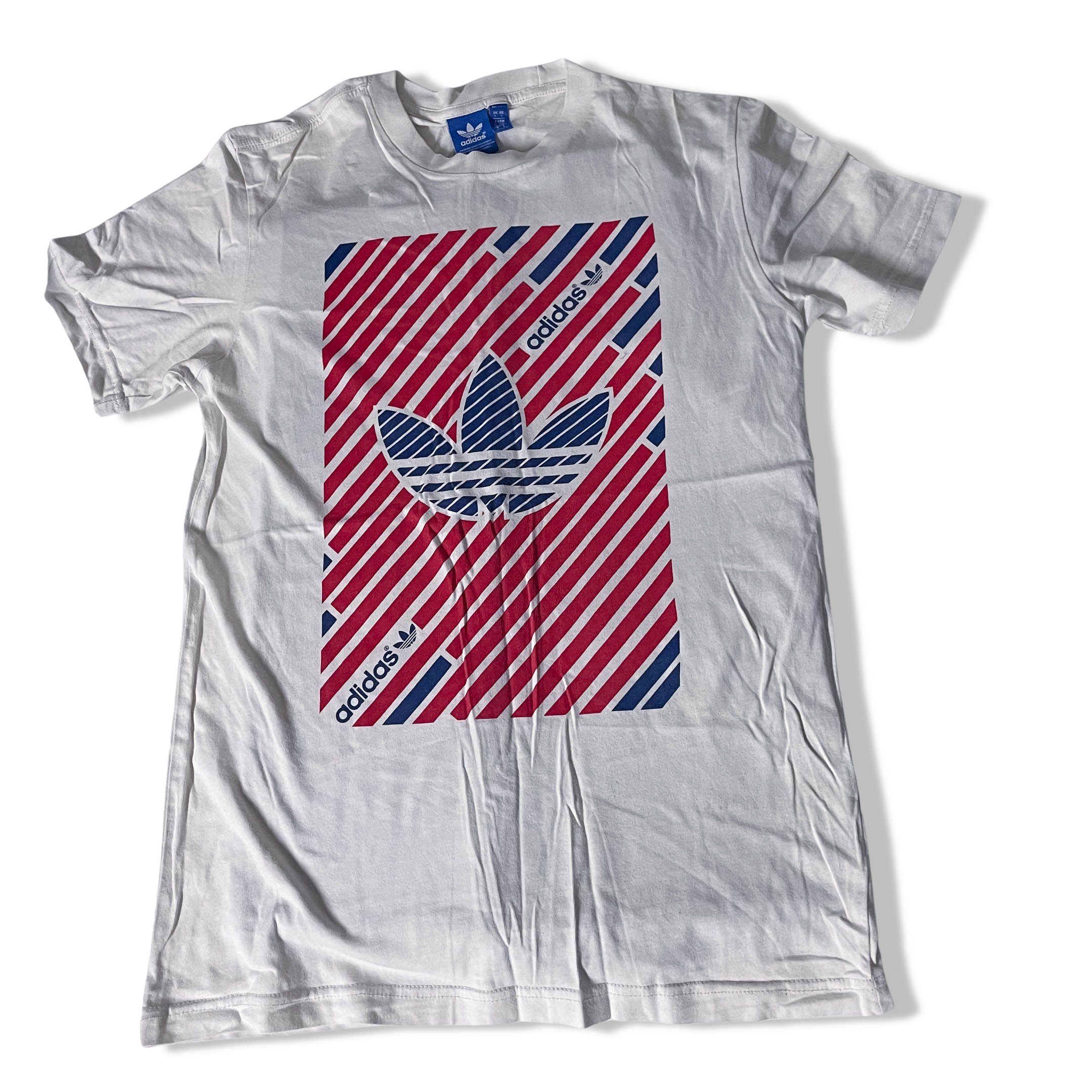Vintage white Adidas original with stripe trefoil print medium tees
