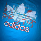 Vintage Blue Adidas big logo print medium short sleeve tees