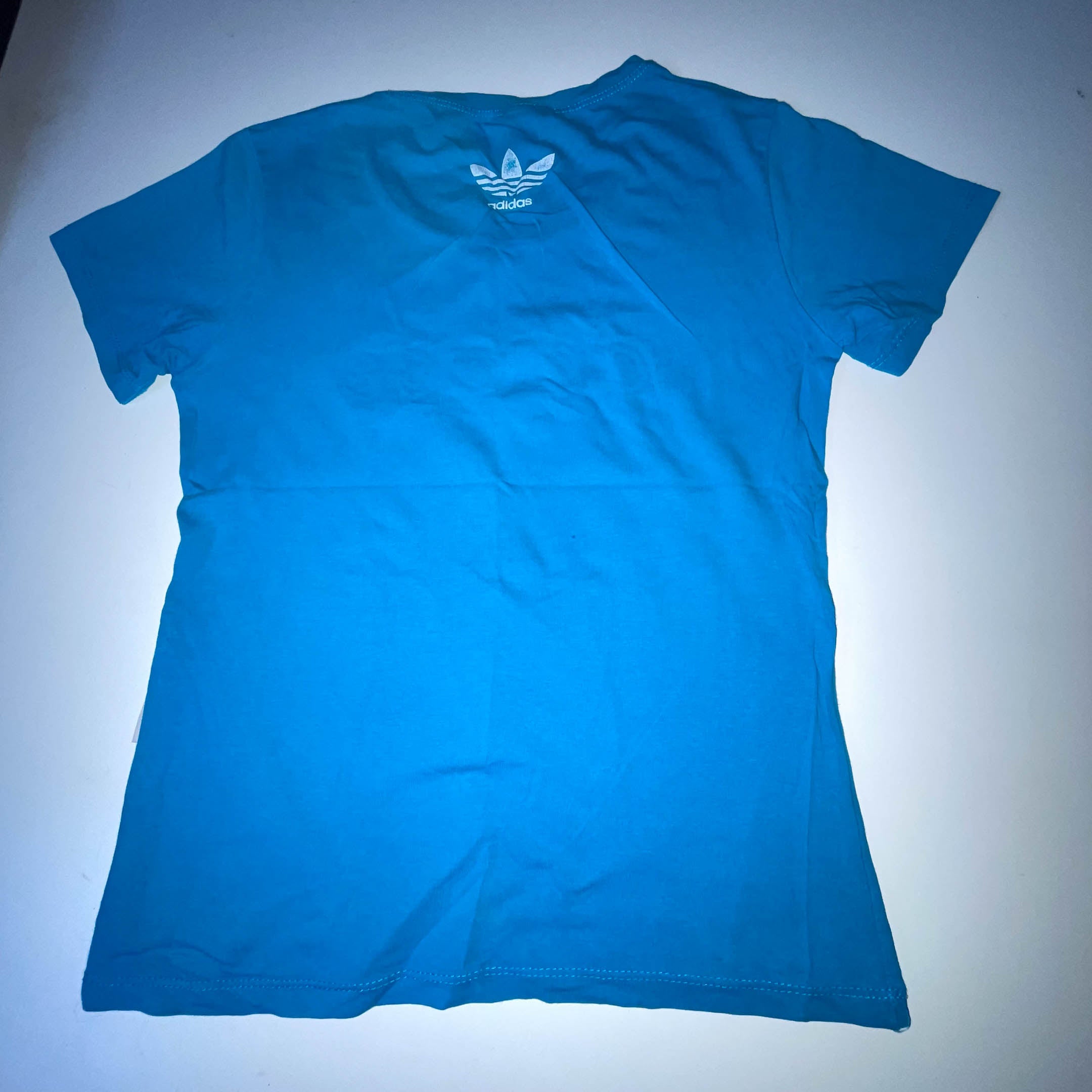 Vintage Blue Adidas big logo print medium short sleeve tees