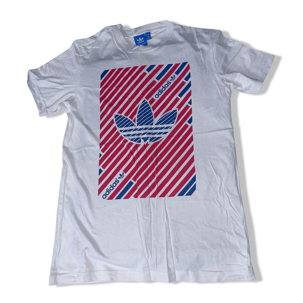 Vintage white Adidas original with stripe trefoil print medium tees
