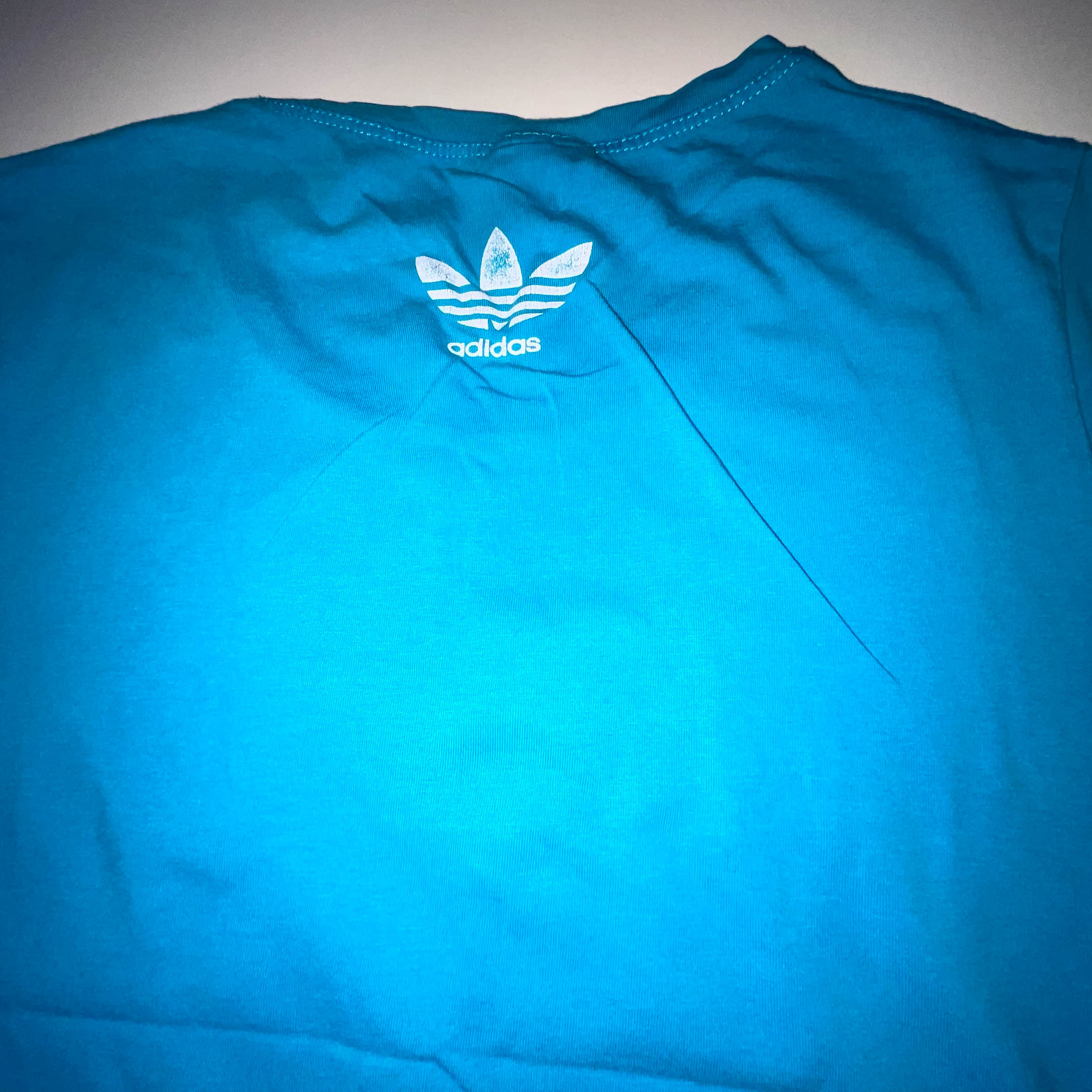 Vintage Blue Adidas big logo print medium short sleeve tees