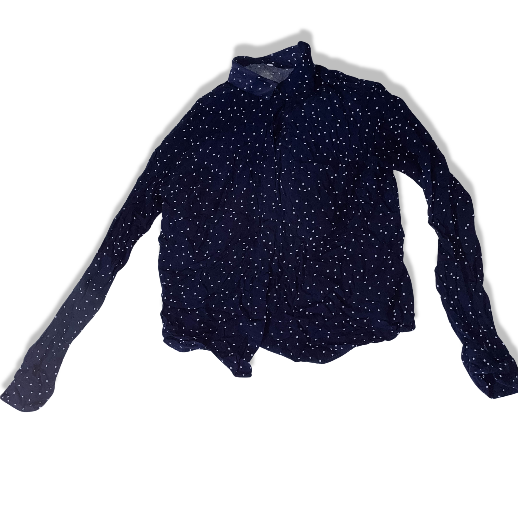 Vintage Navy blue polka dotted spot long sleeve shirt XS
