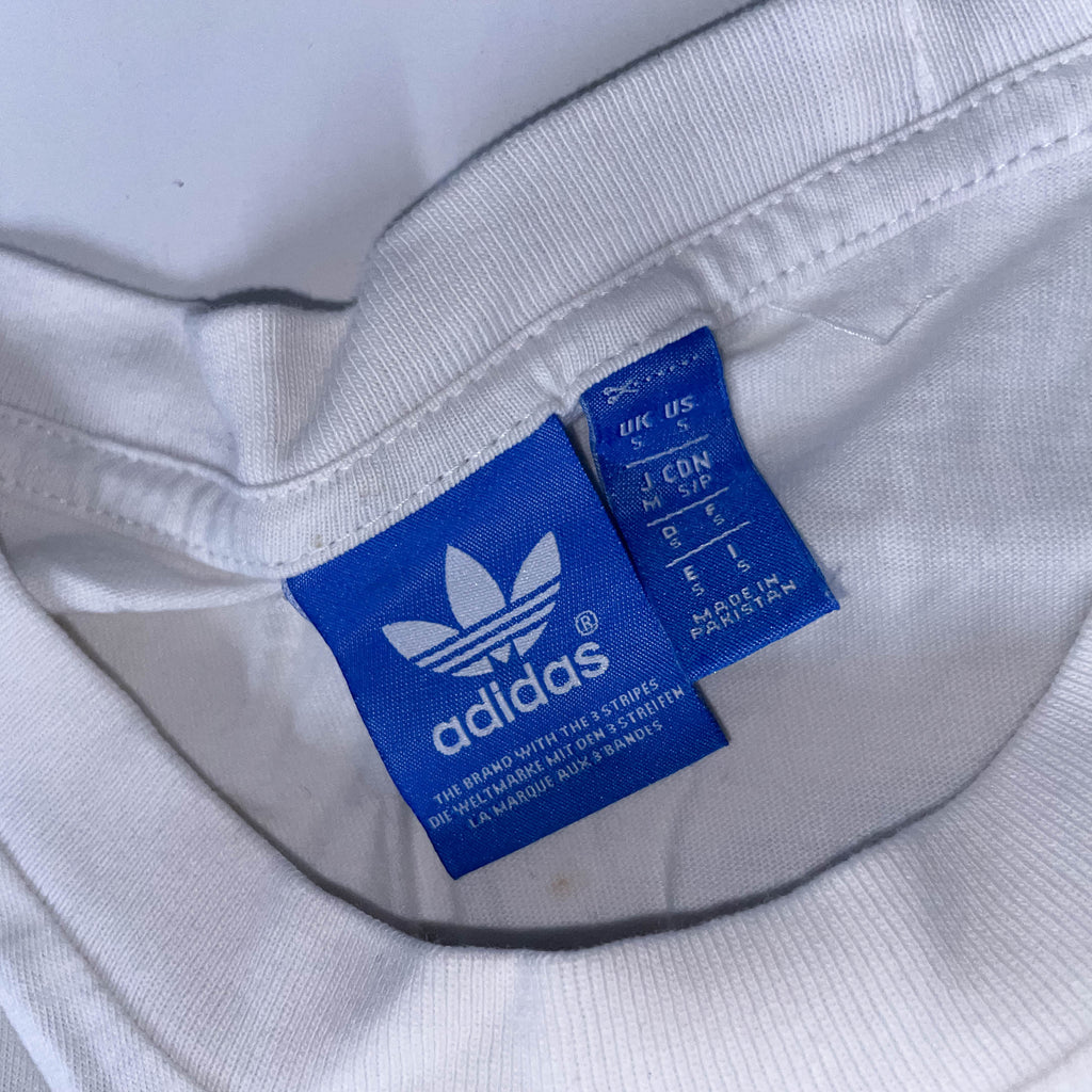 Vintage white Adidas original with stripe trefoil print medium tees