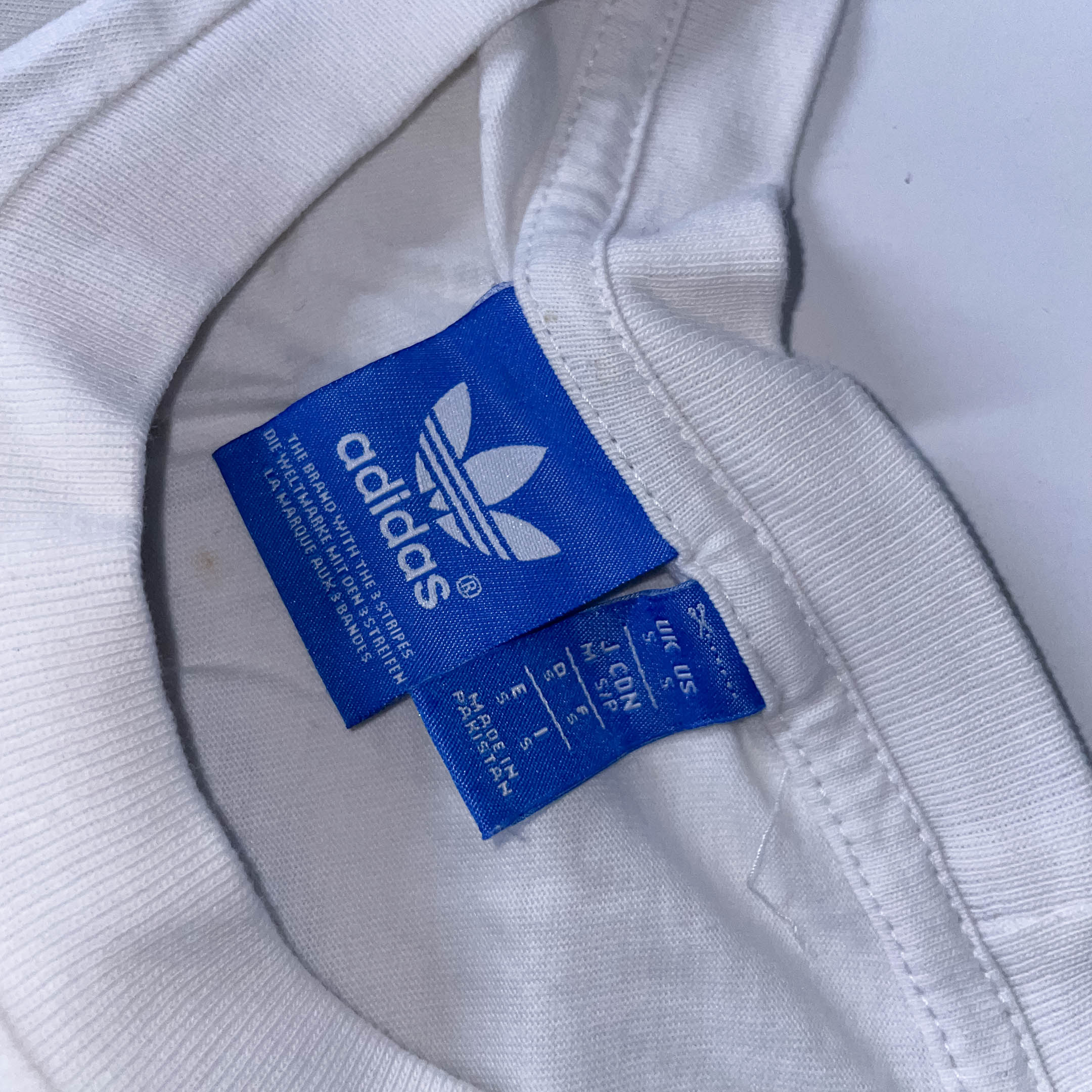 Vintage white Adidas original with stripe trefoil print medium tees