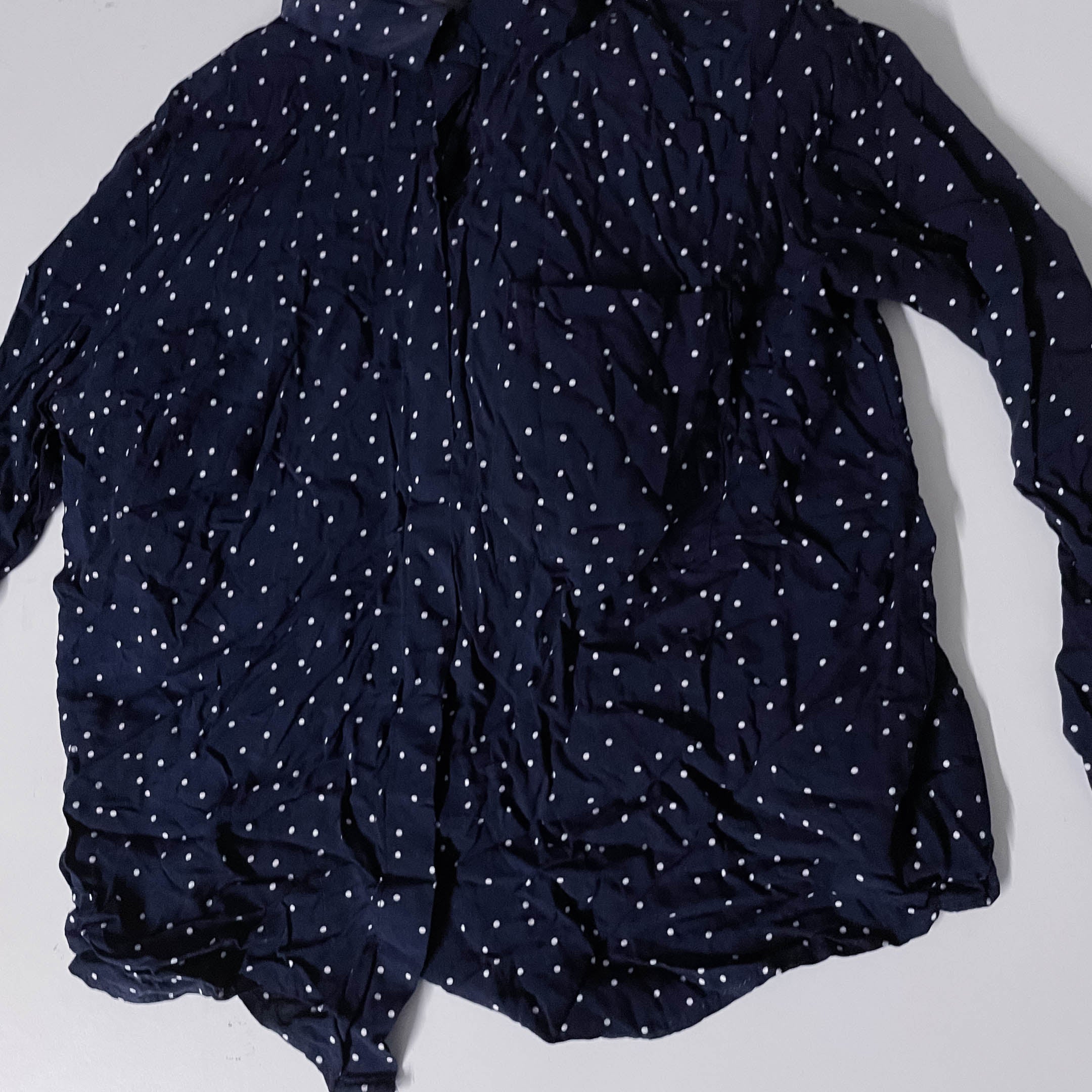 Vintage Navy blue polka dotted spot long sleeve shirt XS