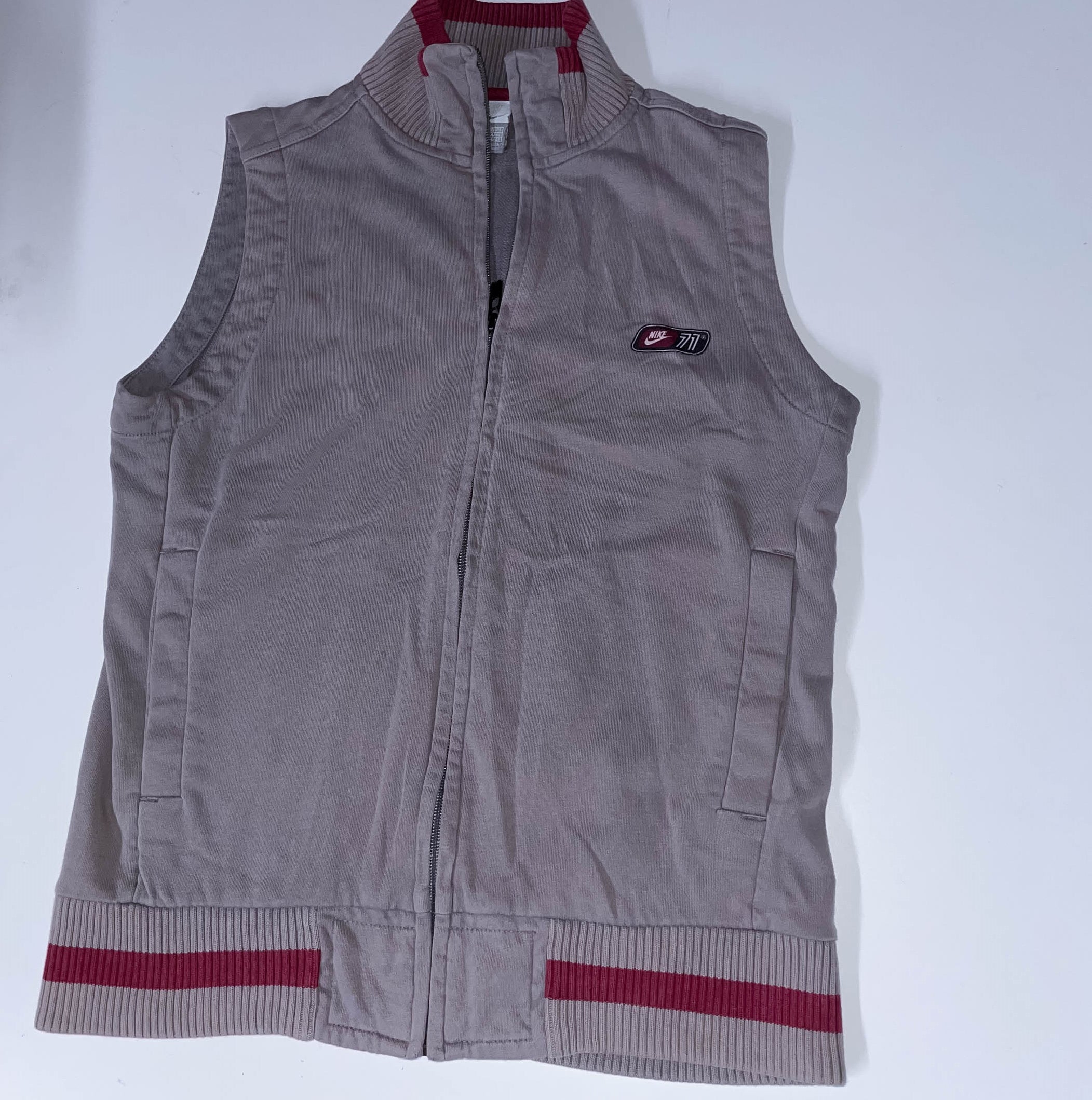 Vintage Nike cream Fleece Gilet sleeveless full zip up small jacket
